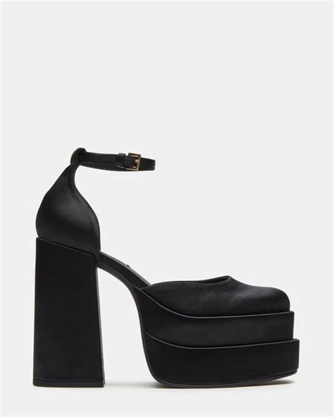 charlize black satin block heels